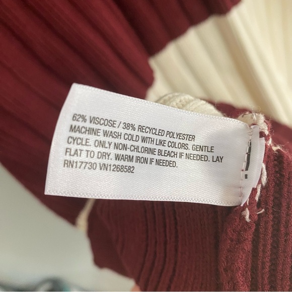 Future Collective XXL Rugby Striped Burgundy and Cream Sweater Mini Dress - Picture 8 of 11